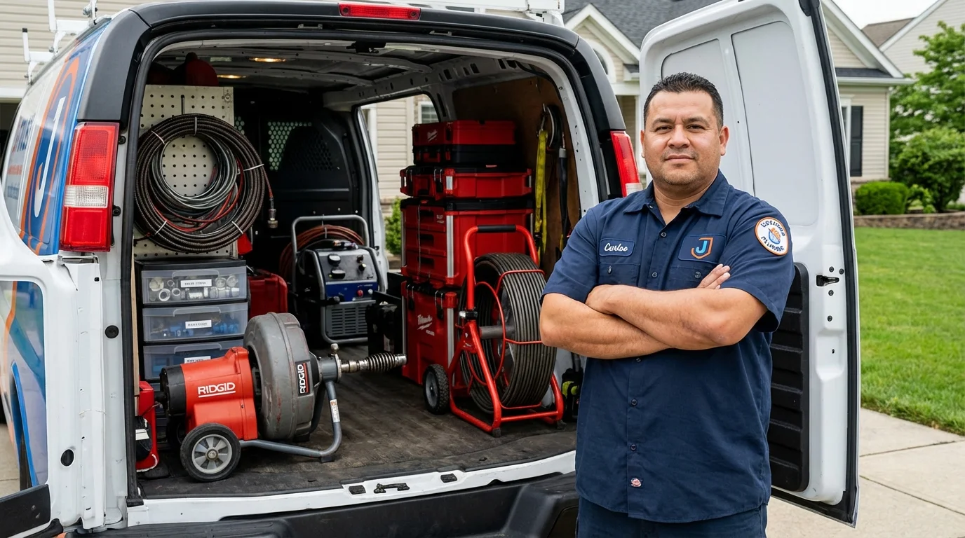 Professional drain cleaning equipment and Johns Plumbing LLC plumber in Saxonburg