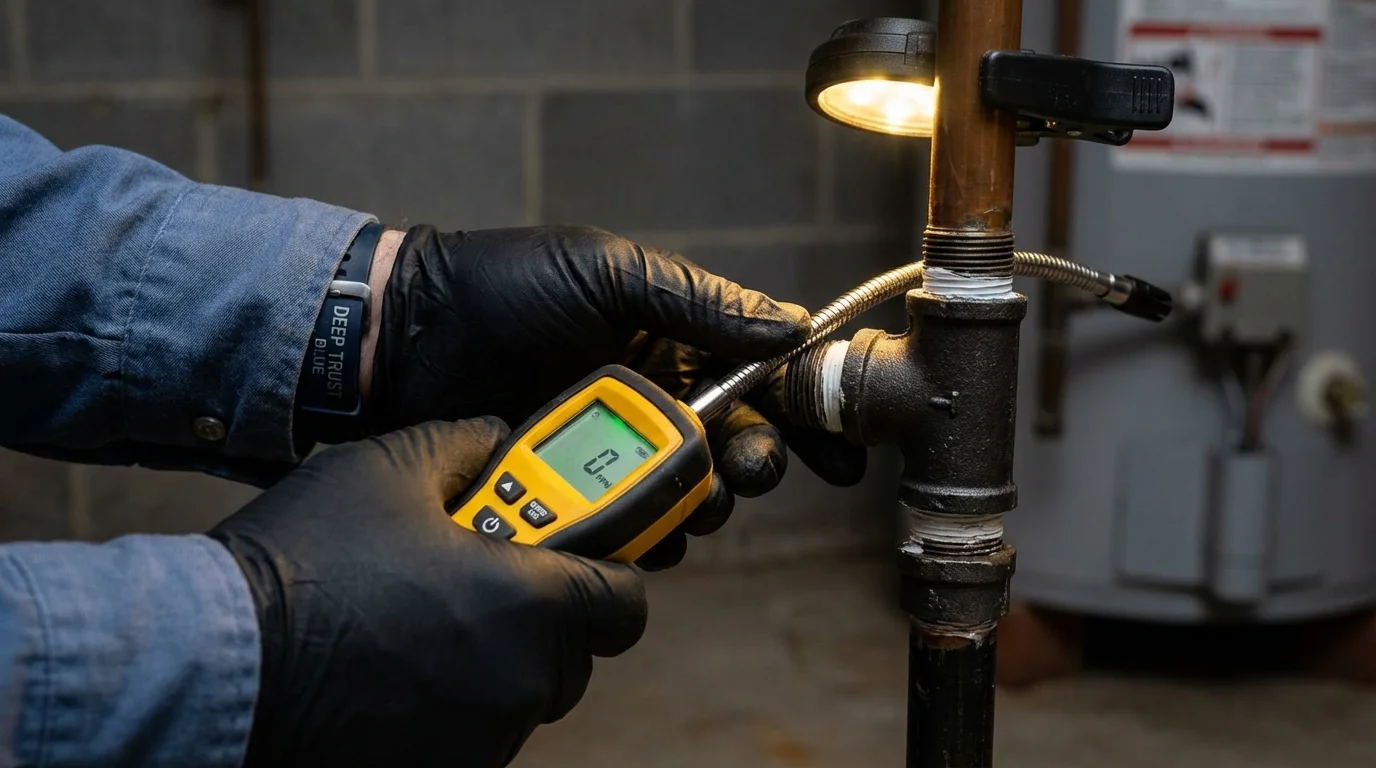 Gas leak detection with electronic sniffer by Johns Plumbing LLC in Saxonburg