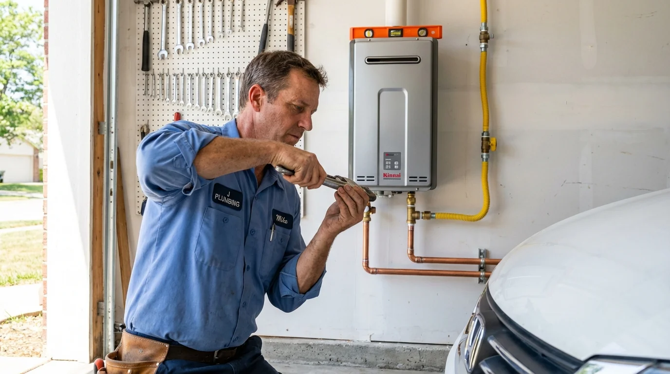 Tankless water heater installation by a Johns Plumbing LLC plumber in Saxonburg